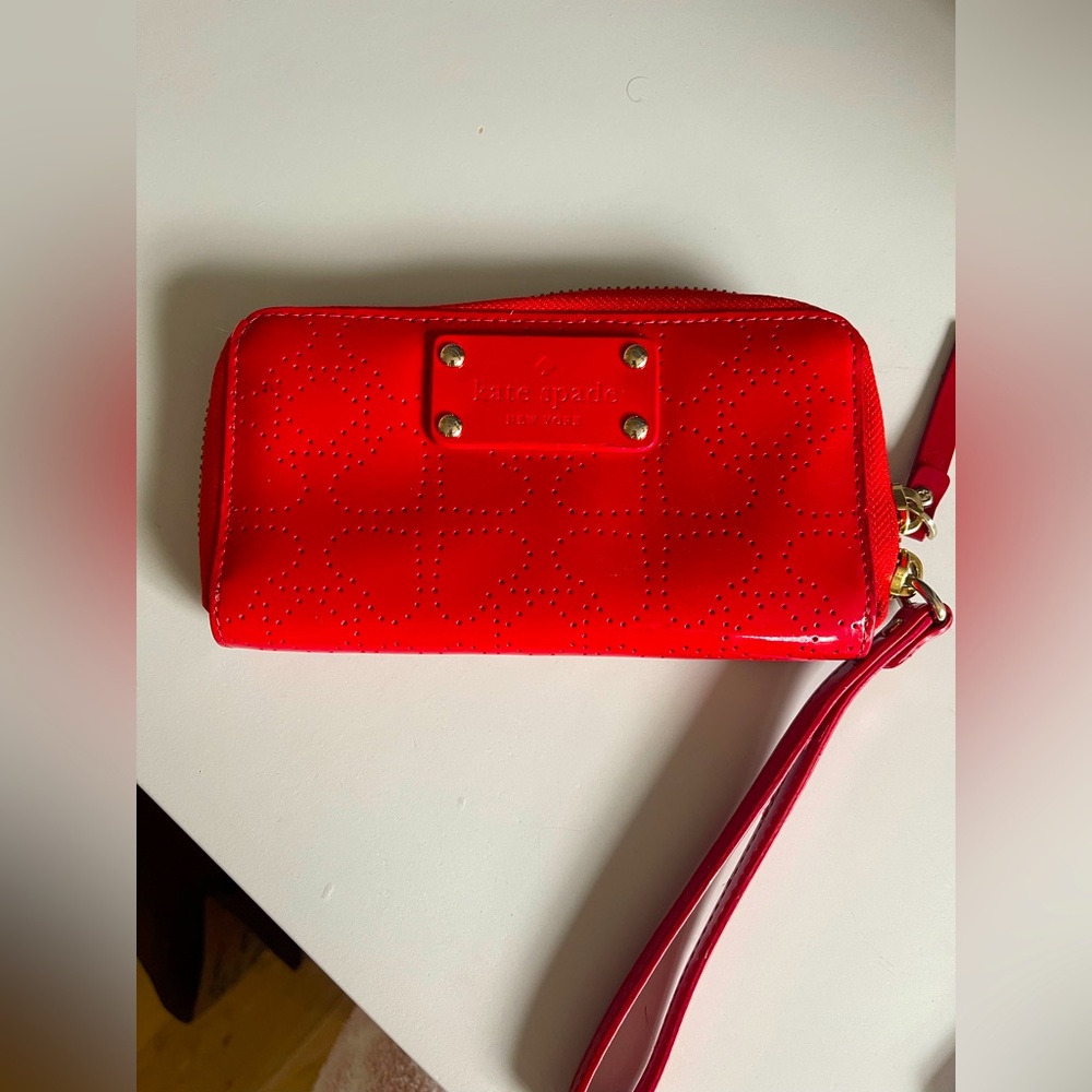 Kate Spade Red Patent Leather Wristlet Wallet